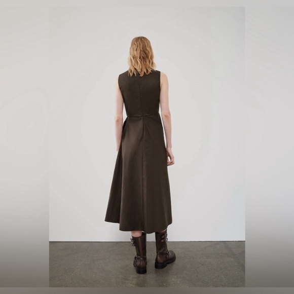 Zara ZW Collection Brown Wrap Sleeveless Midi Dress. Size small - Picture 2 of 8